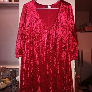 2 dresses crushed velvet one red one blue